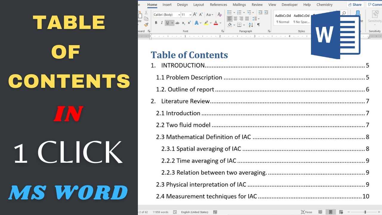Section 2: Creating a Table of Contents in Word