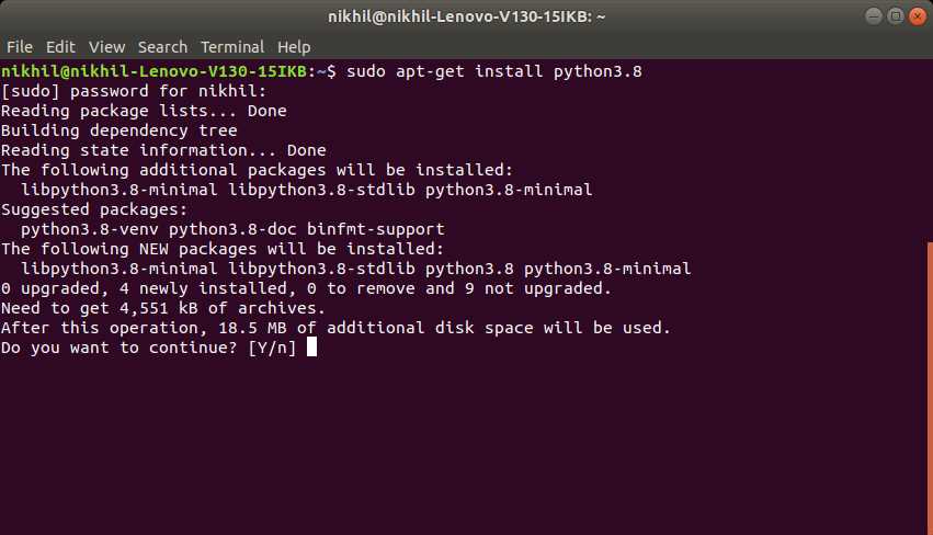 Verify the installation: python3 --version